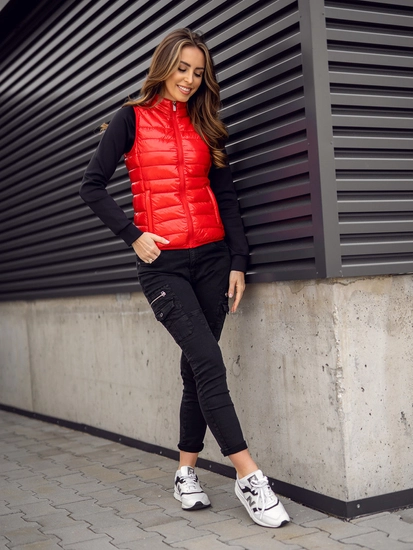 Dam Quiltad Väst Röd Bolf R0107AA