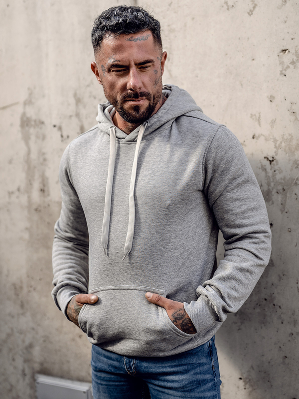 Herr Huvtröja och känguruficka Grå Bolf MB001A