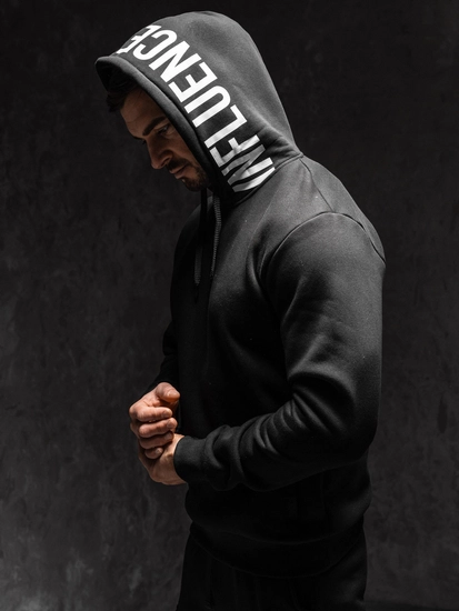 Herr Huvtröja med tryck Svart Bolf 147050A