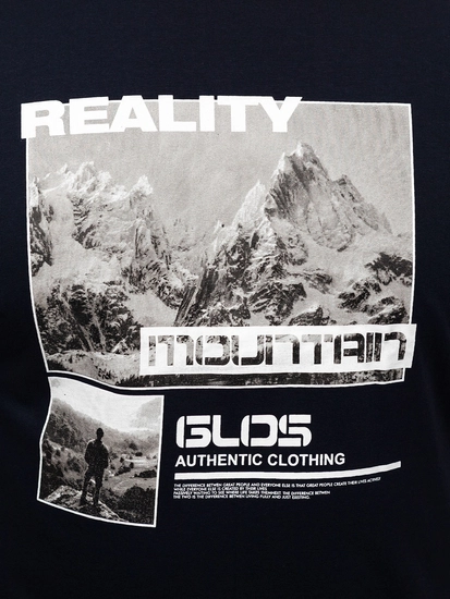 Herr Bomulls T-shirt med tryck Marinblå Bolf MPO3461