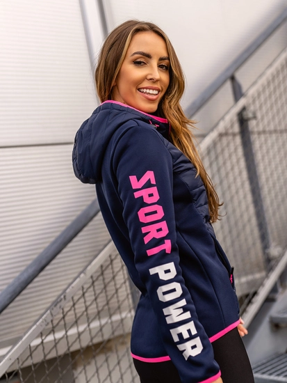 Dam Quiltad Lättviktsjacka med huva Marinblå Bolf KSW4008A