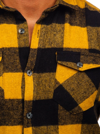 Herr Långärmad flanellskjorta Kamel Bolf 20723