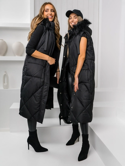 Dam Lång Quiltad Väst Svart Bolf 5M3166