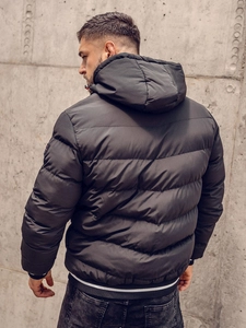 Herr Vändbar Quiltad Vinterjacka Svart-Guld Bolf 7417A