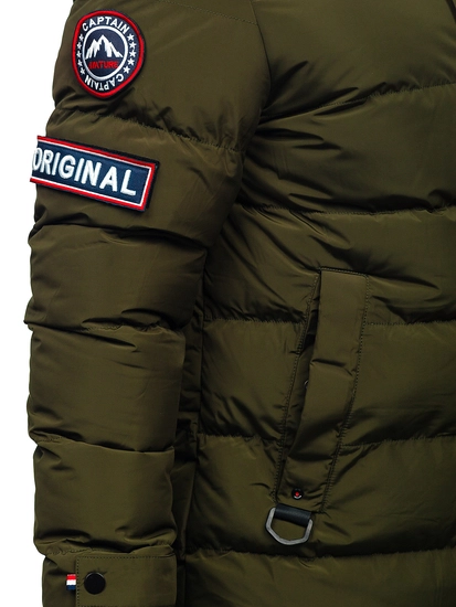 Herr Lång Quiltad Vinterjacka Kaki Bolf 6476