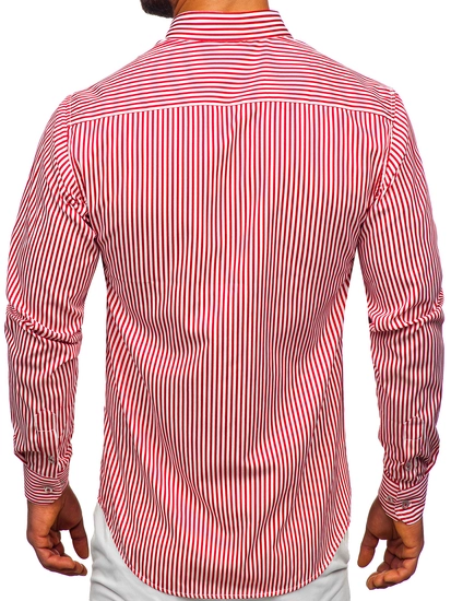 Herr Randiga Långärmad Skjorta Röd Bolf 22731