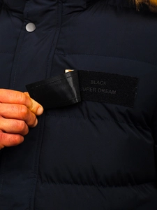 Herr Lång Quiltad Vinterjacka Marinblå Bolf 6477