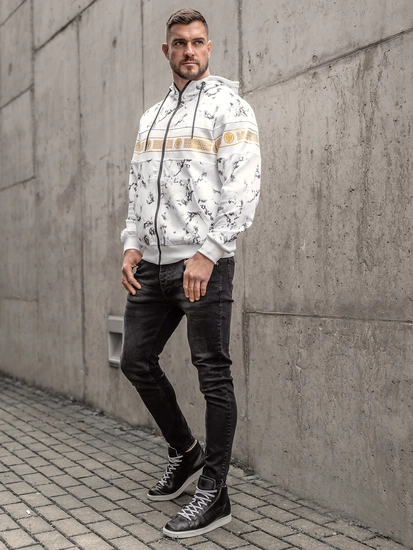 Herr Huvtröja med dragkedja Vit Bolf 27B8125A