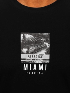 Herr Bomulls T-shirt med tryck Svart Bolf MPO3500