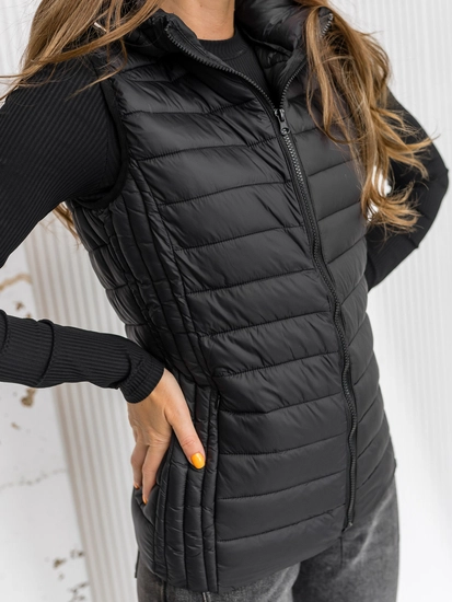 Dam Quiltad Väst med huva Svart Bolf 23039A1