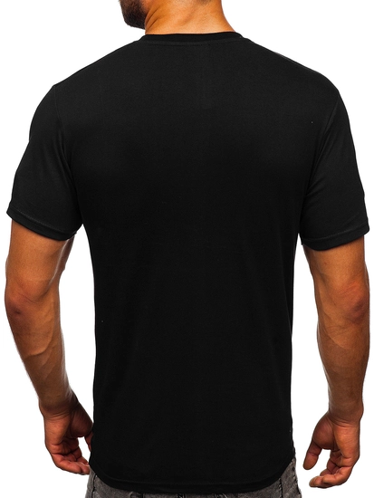 Herr Bomulls T-shirt med tryck Svart Bolf KS1997