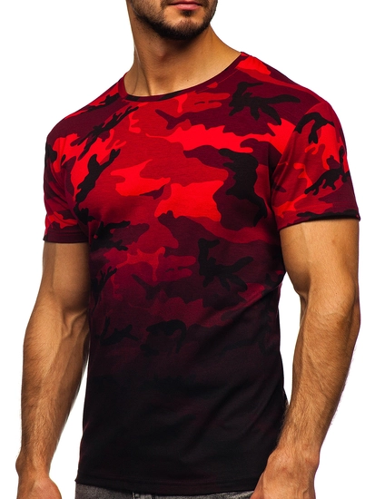 Herr Camo T-shirt med tryck Röd Bolf S808
