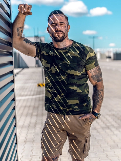 Herr Camo T-shirt Khaki Bolf S807A1