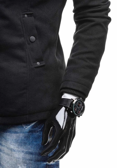 Herr Enkelknäppt Rock med hög krage Svart Bolf 8853C