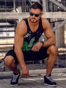 Herr Boxer Linne med tryck Svart Bolf 14852A