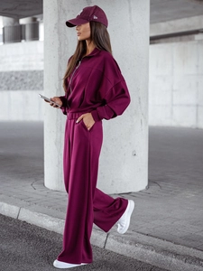 Dam 2-delad Träningsoverall med dragkedja och smör Vinröd Bolf 821109