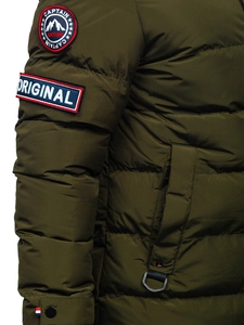 Herr Lång Quiltad Vinterjacka Kaki Bolf 6476