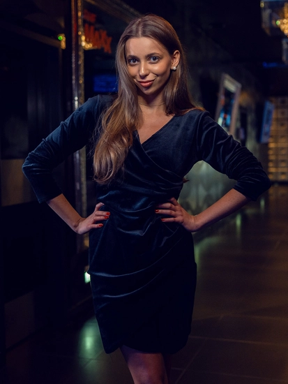 Dam Skrynklig Velourklänning Svart Bolf Bellisima