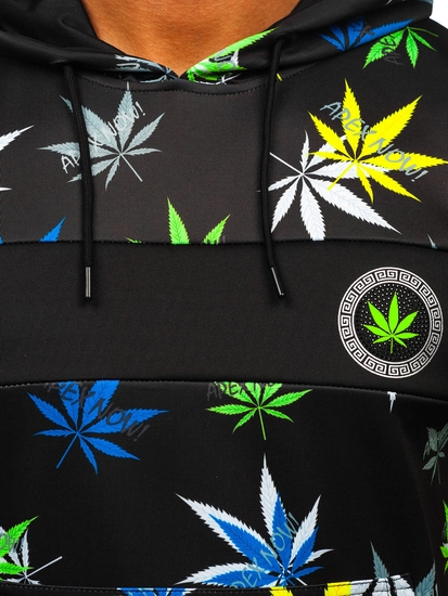 Herr Huvtröja med tryck Svart Bolf HM517