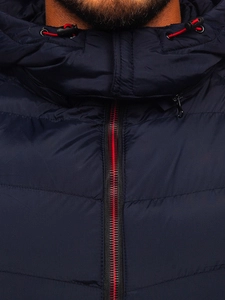 Herr Quiltad Väst med huva Marinblå Bolf 6875