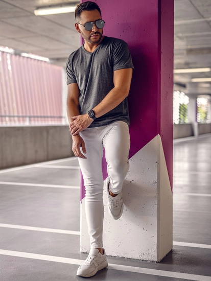 Herr Basic V-ringad T-shirt Antracit Bolf 192131A