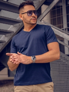 Herr Basic V-ringad T-shirt Marinblå Bolf 192131