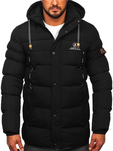 Herr Lång Quiltad Vinterjacka Svart Bolf 22M53