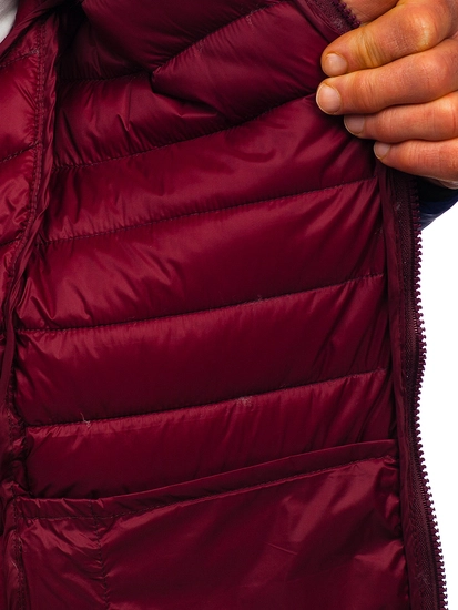 Herr Quiltad Lättviktsjacka med huva Marinblå Bolf 13022