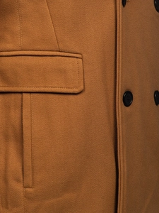 Herr Dubbelbröstad Vinterrock med avtagbar ståkrage Kamel Bolf 8805