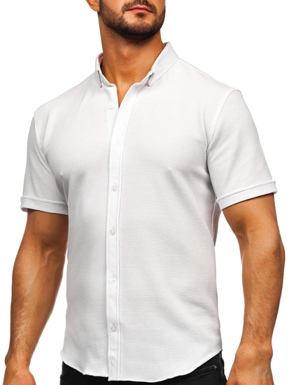 Herr Kortärmad Muslin Skjorta Vit Bolf 2013