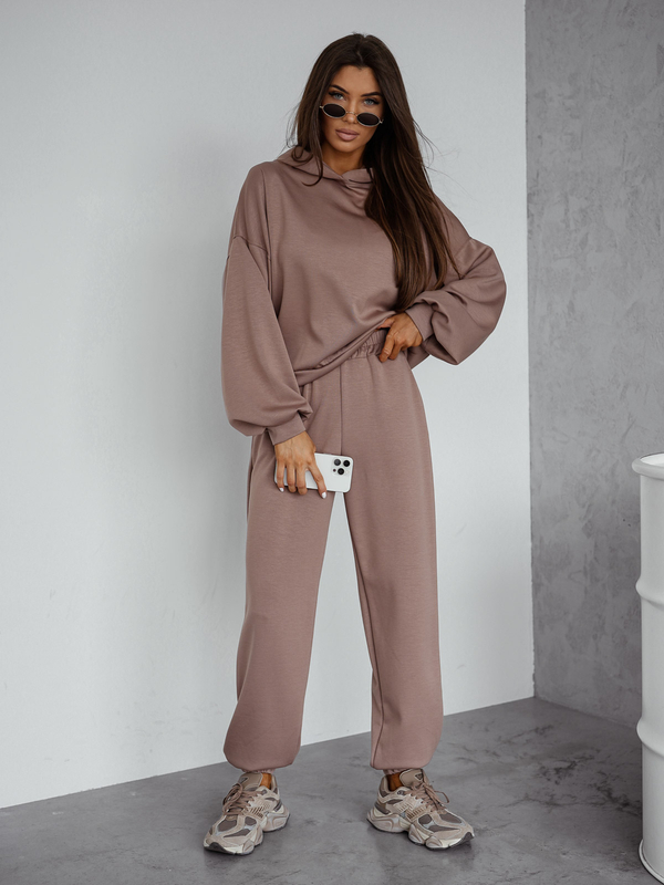 Dam 2-delad Träningsoverall med smörhuva Cappuccino Bolf 525