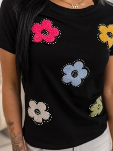 Dam T-shirt med tryck Svart Bolf 95T2529