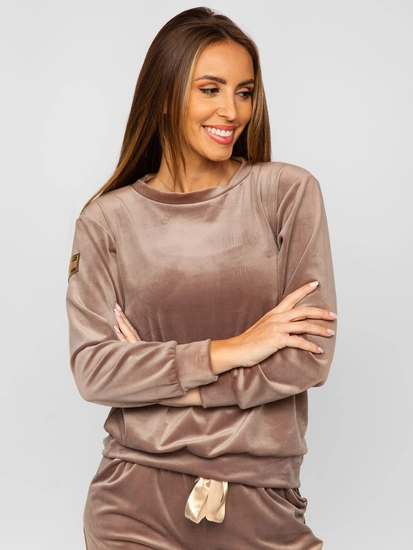 Dam 2-delad Velour Träningsoverall Beige Bolf 8129