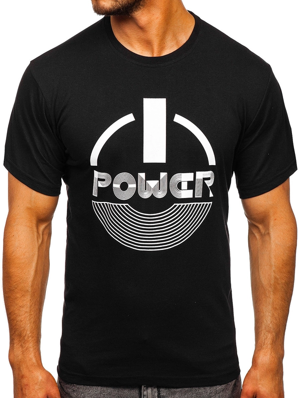 Herr T-shirt med tryck Svart Bolf 0011