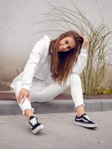 Dam Huvtröja Vit Bolf W03B