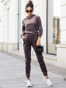 Dam 2-delad Träningsoverall i velour Grafitgrå Bolf 637