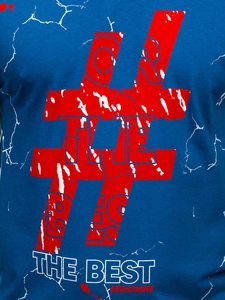 Herr Bomulls T-shirt med tryck Blå Bolf 14728