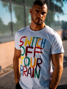 Herr T-shirt med tryck Vit Bolf 1181