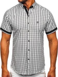 Herr Rutig Kortärmad Skjorta Svart Bolf 4510