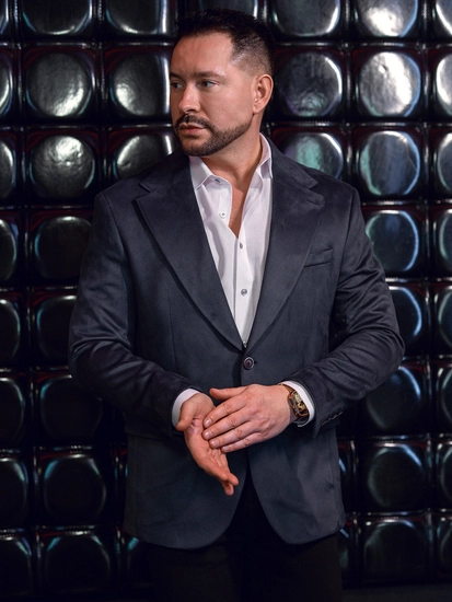 Herr Kavaj i sammet Marinblå Bolf 24410