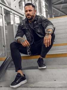 Herr Jeansjacka Svart Bolf MJ504NA