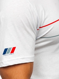 Herr Bomulls T-shirt med tryck Vit Bolf 14772