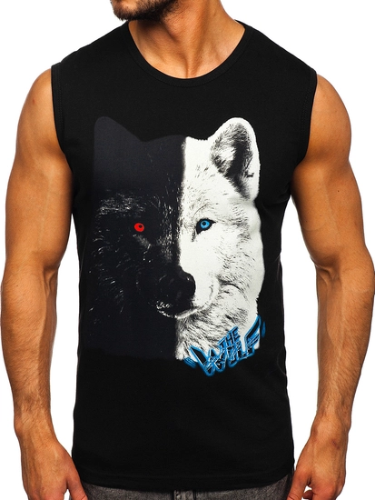 Herr Linne med tryck Svart Bolf 14823