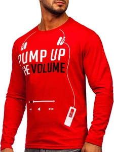 Herr Långärmad Top med tryck Röd Bolf 1219