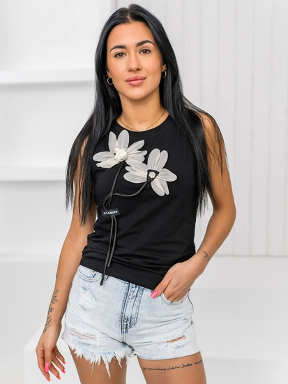 Dam Linne med tryck Svart Bolf 96T655