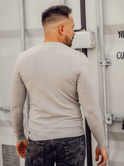 Herr V-ringad Tröja Ljus Grå Bolf YY03