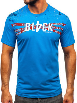 Herr Bomulls T-shirt Himmelsblå Bolf 14722