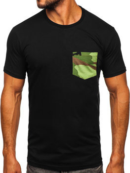 Herr Bomulls T-shirt med en ficka Svart Bolf 14507