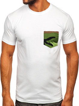 Herr Bomulls T-shirt med en ficka Vit Bolf 14507