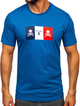 Herr Bomulls T-shirt med tryck Blå Bolf 14784